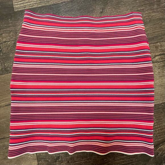 Striped Mini Skirt Red White Blue Bodycon Casual Party‎ BCBG BCBGMazazria Large - Picture 4 of 7
